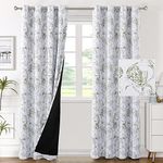 H.VERSAILTEX 100% Blackout Curtains for Living Room Camellia Floral Blackout Curtains 96 Inches Long Light Blocking Window Treatment Curtains with Black Liner Grommet Thermal Drapes, 2 Panels, Olive