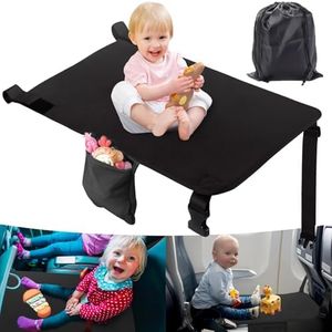 Toddler Airplane Travel Bed – Portable Kids Seat Extender for Airplane, Kids Travel Essentials with Drawstring Bag, 31.3 x 17.3 Inches, Black