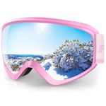 findway Kids Ski Goggles, Kids Snow Snowboard Goggles for Boys Girls Youth (Pink Blue Rose) Age 5 6 7 8 9 10 11 12 13 14 15 16,Over Glasses OTG Design,Anti Fog,100% UV Protection,Helmet Compatible