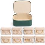 Vlando Travel Jewelry Case with 8 Velvet Jewelry Bags Travel Jewelry Box for Women Girls Jewelry Organizer Necklace Rings Earrings Bags Birthday Gifts for Mom Wife Women-Green