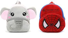 blue tree Kids School Bag Soft Plush Backpack Cartoon Bags Mini Travel Bag for for Girls Boys Toddler Baby Elephant & Spiderman