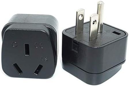 Australian/New Zealand to US/Canada Plug Adaptor, 3-pin AUS/China/New Zealand Plug Convert to 3-pin United State/Canada Socket with Safety Shutter (1 Piece, Black)