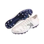 KELME Mens Soccer Cleats MG Shoes Calf-Skin Outdoor Artificial Grass Slip-Resistant Cushioning Competition Training Sneakers White 7