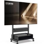 FITUEYES TV Stand with Storage and Wheels for 40 to 85 inch LED LCD Flat Screen, Corner TV Stand Mount with Peg Board & Cabinet Storage Black