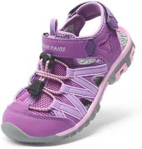 DREAM PAIRS Boys Girls Closed-Toe Outdoor Summer Sport Sandals for Toddler/Little/Big Kid,Size 13 Little Kid,Purple/Light/Purple,181108K