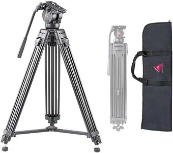 3Pod V3AH 3-Section Aluminum Video Tripod for Camera, Professional Camera Tripod with 2-Way Fluid Head, Mid-Level Spreader, Quick Release Plate, Max Load 8.8 Lbs., 61" Max Height Heavy Duty Tripod