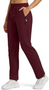 Willit Women's Hiking Pants Quick Dry Cargo Pants Lightweight Water Resistant Travel Golf Pockets Wine Red L