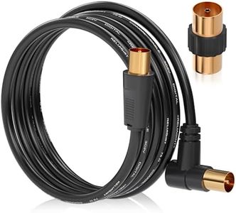 Cavo Antenna TV Flessibile Coassiale, Maschio a Maschio ad angolo retto, Alta Qualità con prolunga femmina adattatore, bassa perdita per Cavo Antenna Satellitare TV, Digitale Cavo TV (1M, nero)