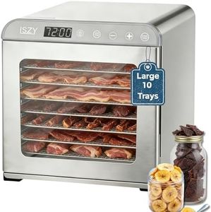 Food Dehydrator Machine, Large 10 Tray Food Dehydrators for Jerky, 800W Herb Food Dryer 72H Timer & Temp Control for Beef Meat Jerky Fruit Dog Treats ETL Approved (Silver 10 Trays)