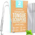 BASIC CONCEPTS Tongue Scraper For Adults (2 Pack), Reduce Bad Breath, Metal Tongue Scraper, Tongue Cleaner, Tongue Scraper, Stainless Steel Tongue Scraper, Tongue Cleaner for Adults, Tongue Scrubber