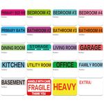 600 Count 3 x 2" Large Home Moving Packing Box Labels for 3-4 Bedroom House with Writable Notes Areas, 17 Color Coded Moving Labels for Boxes + Fragile Moving Stickers + Heavy and Blank Labels