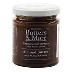 Butters & More Vegan Almond Butter with Dark Cocoa & Natural Stevia Extract (200G). Keto & Diabetic Friendly. Healthy Chocolate Spread.