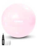 KAYMAN Exercise Ball - Anti-Burst System, Non-Slip Rings, Durable Material, Easy to Inflate, Perfect for Yoga, Pilates, Fitness, Balance Training, Gym, and Home Workouts (Rose Quartz, 75cm)