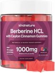 Kind Nature 1000mg Berberine Gummies - Sugar Free Natural Berberine Supplement Gummies with Ceylon Cinnamon & Beet Root - Non GMO, 3rd Party Tested Berberine Complex