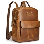 S-ZONE Large Genuine Leather Backpack Purse for Women Vintage Rucksack Travel Daypack with Luggage Sleeve