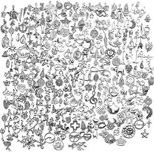 BronaGrand Vintage Charms Bulk,300pcs Mixed Antique Charms Tibetan Silver Pendants for Necklace Bracelet Jewelry Making and Crafting, Alloy, alloy