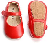 Felix & Flora Soft Sole Leather Red Baby Shoes - Infant Baby Walking Shoes Moccasinss Rubber Sole Crib Shoes(Red,18-24 Months)