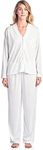 Casual Nights Women's Long Sleeve Floral Lace Trim Pajama Set - White - XX-Large