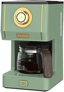 AMASTE Drip Coffee Maker, Coffee Machine with 25 Oz Glass Coffee Pot, Retro Style Coffee Maker with Reusable Coffee Filter & Three Brewing Modes, 30minute-Warm-Keeping, Matcha Green