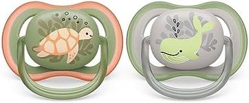 Philips Avent Ultra Air Soother - 2 x Light, Breathable Baby Soothers for Babies Aged 6‑18 Months, BPA-Free with Steriliser Carry Case (Model SCF085/60)