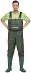 GIEESHIELD Waterproof Bootfoot Chest Waders for Men and Women, Lightweight 2-Ply Nylon/PVC Fishing & Hunting Waders with Boot Hanger - Green (Green, 14)