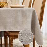 WAITER TREE Rectangular Tablecloth Faux Linen Waterproof and Wrinkle Resistant Oblong Decorative Table Cloth for Kitchen Dining Party Buffet (Beige, 140 x 240cm)