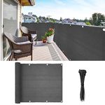 Balcony Privacy Screen Cover, 3ft *16.5ft Fence Privacy Screen Mesh Windscreen UV Protection Weather-Resistant for Balcony, Deck, Patio, Porch, Railing, Garden-Include Cable Ties (Grey)