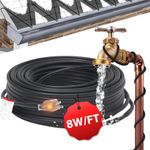 HEATIT 36FT Heat Tape for Water Pipes Roof and Gutters Heating Cable with 10ft Lighted Plug