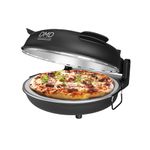 DMD® | 12'' Electric Pizza Oven with Stone Base, Glass Window & 2 Pizza Paddles | Countertop Pizza Maker, Thermostat Control, 15min Timer | Portable Tabletop Oven 1200W