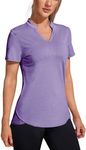 COOrun Athletic Tops for Women Yoga Workout Shirts Moisture Wicking Shirt Golf Gym Sport Casual Top B_Purple X-Small