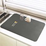 SOQKEEN Kitchen Super Absorbent Draining Mat 16"×12" Dish Drying Mat Non Slip Grey Kitchen Absorbent Draining Mat Coffee Machine Mat Kitchen Counter Mat for Dish Coffee Bar Worktop