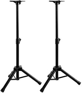 ARTISS Alpha Speaker Stand X2 Mount Bracket Floor Tripod for Speakers Adjustable Height Freestanding 65cm-120cm Plate Tube Mount Home Studio Stage Meeting Halls Sturdy Iron 50KG Capacity