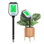 Kactoily 6-in-1 Soil Moisture Meter for Air Humidity, Soil Temperature, Sunlight, Moisture, Soil Ph Tester, High Accuracy Digital, Soil Test Kit for Gardening, Farming, Indoor and Outdoor Plants