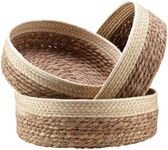 DelSol Round Rattan Baskets Set for Organizing, (S+M+L) Wicker Storage Basket for Fruit, Bread Serving Decorative Gift Baskets Empty, Countertop Baskets for Pantry, Cupboards Drawer Closet Dresser