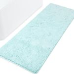 Yeaban Bathroom Runner Rugs 24 x 72 Non Slip – Thick Chenille Long Bath Mat | Absorbent and Washable Extra Large Bath Rug, Soft Runner Rug for Bathroom, Shower, Sink(Aqua)