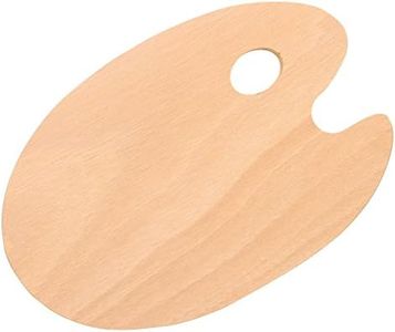 U.S. Art Supply 8" x 12" Large Wooden Oval-Shaped Artist Painting Palette with Thumb Hole - Wood Paint Color Mixing Tray - Easy Clean, Mix Acrylic, Oil, Watercolor - Art Students