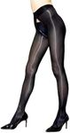 HTRUIYA Women's Shiny Pantyhose 8D Sheer Tights Oily Gloss Pantyhose Invisible Zip Adjustable Tights Smooth Stockings, Black, One size