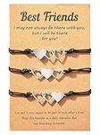 Best Friend Bracelet for 3 Partners Black Adjustable Matching Distance Heart Bracelets Friendship Gifts (3 Best Friend Bracelets)