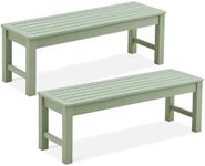 Psilvam Outdoor Bench, Two Person Poly Lumber Porch Bench, Weatherproof Garden Bench That Never Rot and Fade, All-Weather Patio Bench Suit for Garden, Porch, and Park (2pcs, Green)
