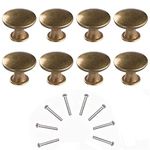 8Pcs Drawer Knobs, Uandelci Vintage Brass Cabinet Knobs 30mm Round Mushroom Shaped Furniture Knobs Kitchen Cupboard Knobs with Screws Drawer Knob Pull Handle for Kitchen Bathroom Bedroom