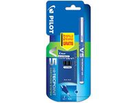 Pilot V5 Cartridge System Liquid Ink Rollerball 0.5 mm tip Single Pen with 3 Free Refills - Blue