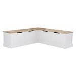 Linon Harris Natural and White Two Tone Backless Corner Breakfast Nook - Nook Only, Table is NOT Included