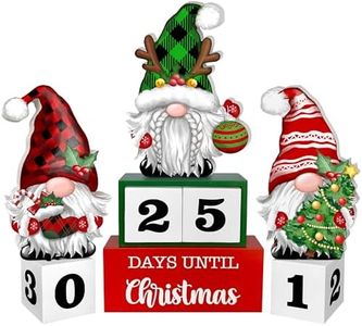 Christmas Advent Calendar 2025 Countdown to Christmas -30 Days Gnomes Classic Rustic Wood Sign Table Decor Holiday Home Decoration (01)