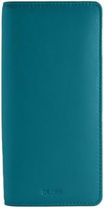 DiLoro Leather Zippered Triple or Quad Pen Case Pencil Pouch Holder for Three or Four Fountain Ballpoint Rollerball Pens or Glasses (Nappa Turquoise)