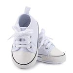 myggpp Baby Shoes Boys Girls Canvas Sneakers First Walking Shoes Walkers Anti-Slip Prewalkers 12-18 Months White