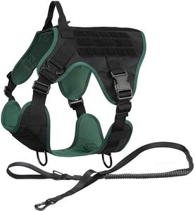 Navaris Set de Arnés Táctico para Perros - Arnes Antitirones Antiescape de 152 cm y Pechera Ajustable Talla S para Perro Pequeño o Mediano - con Asas Tácticas