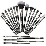 MAANGE Makeup Brush Set 20 Pcs Foundation Eyeshadow Blush Brush Kabuki Blending Concealers Face Powder Eye Make Up Brushes Set Kit (Black Silver)