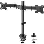 HUANUO Dual Monitor Stand for 27 24 32 22 14 25 inches Screen, Monitor Mount Easy Adjustable, Monitor Arm Desk Mount with Tilt, Swivel, Rotation, VESA 75 100 mm, Max Load 8 kg