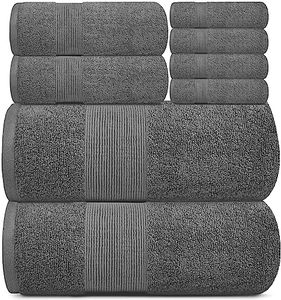 White Classic Resort Collection Soft Bath Towel Set | Luxury Hotel Plush & Absorbent Cotton | 2 Bath Towels, 2 Hand Towels and 4 Washcloths [8 Piece, Smoke Grey]