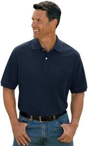 Harbor Bay by DXL Men's Big and Tall Pocket Piqué Polo Shirt Navy 3XL